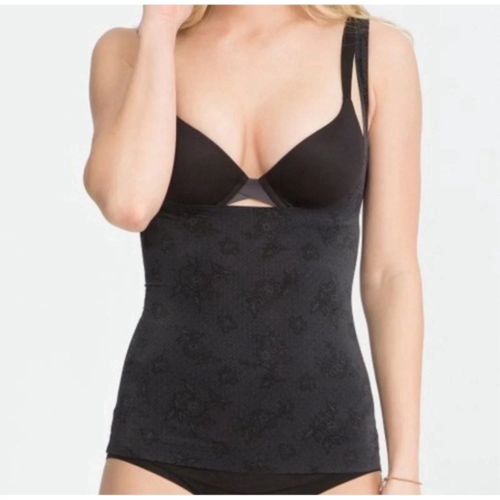 Spanx Pretty Smart Open-Bust Cami Lace Steel Shapewear‎ Size Large Smooth